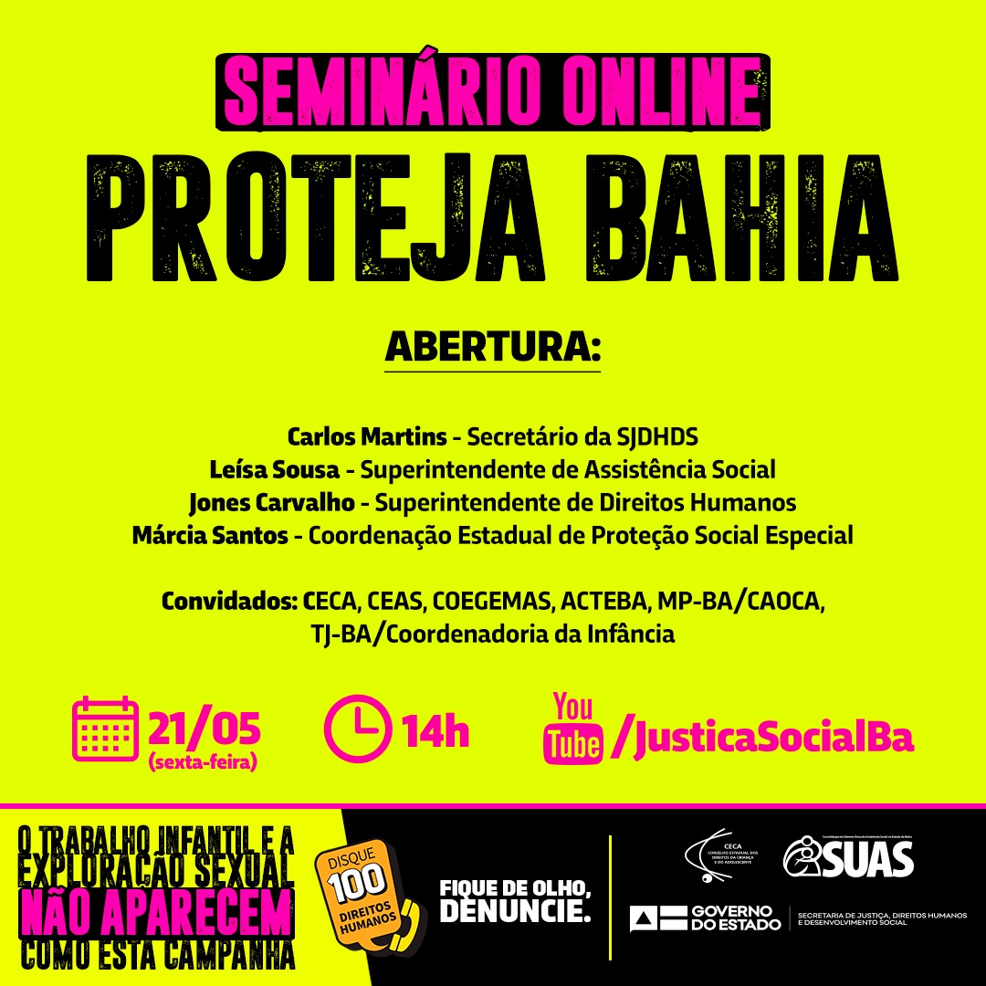 Governo da Bahia promove projeto para fortalecimento da rede de proteção de crianças e adolescentes