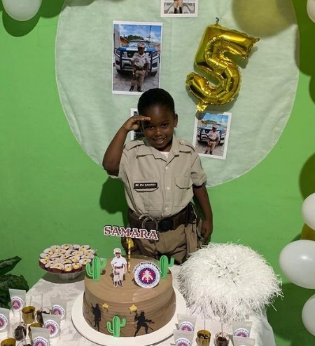 São Felix: apaixonada pela PM, menina de 5 anos comemora com festa temática