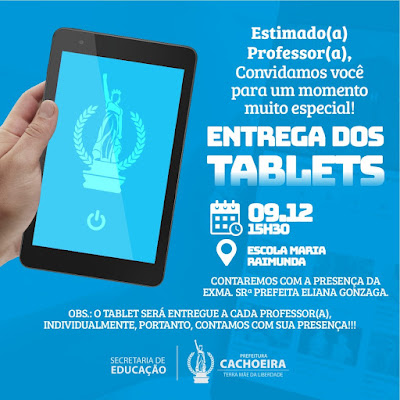 Cachoeira: Prefeitura vai entregar tablets aos professores(as) para aprimorar docência