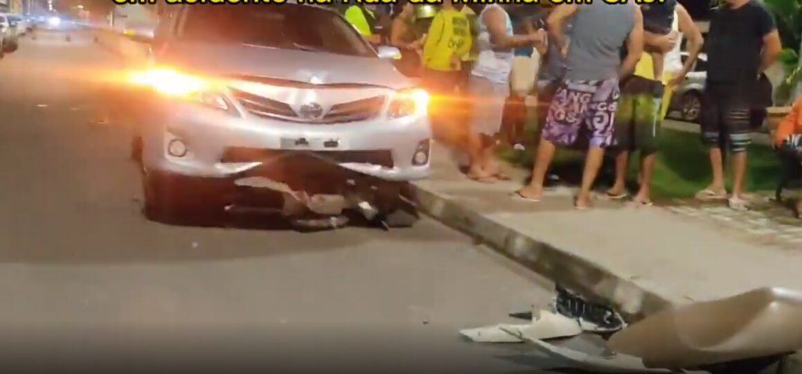 SAJ: moto fica debaixo de carro em acidente na Rua da Linha