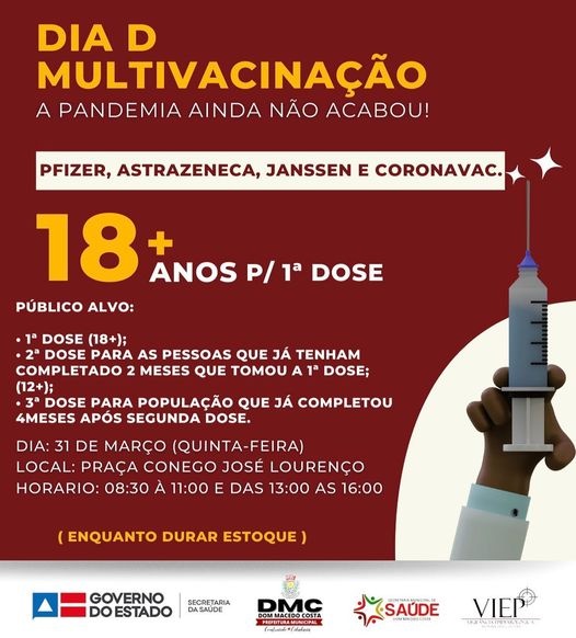 Prefeitura de Dom Macedo Costa promove Dia D da multivacinação