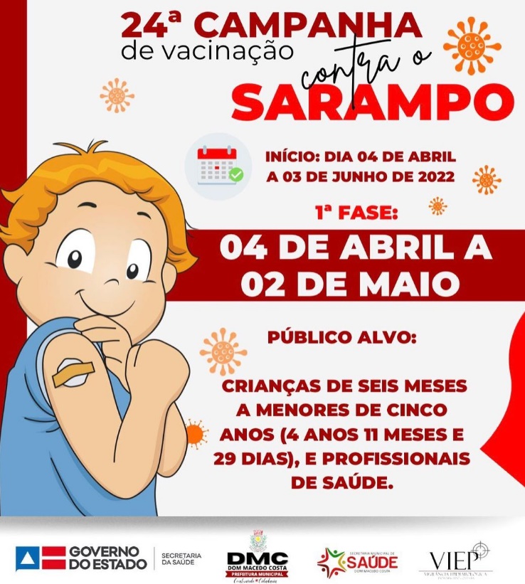 Prefeitura de Dom Macedo Costa inicia campanha de vacinação contra o Sarampo
