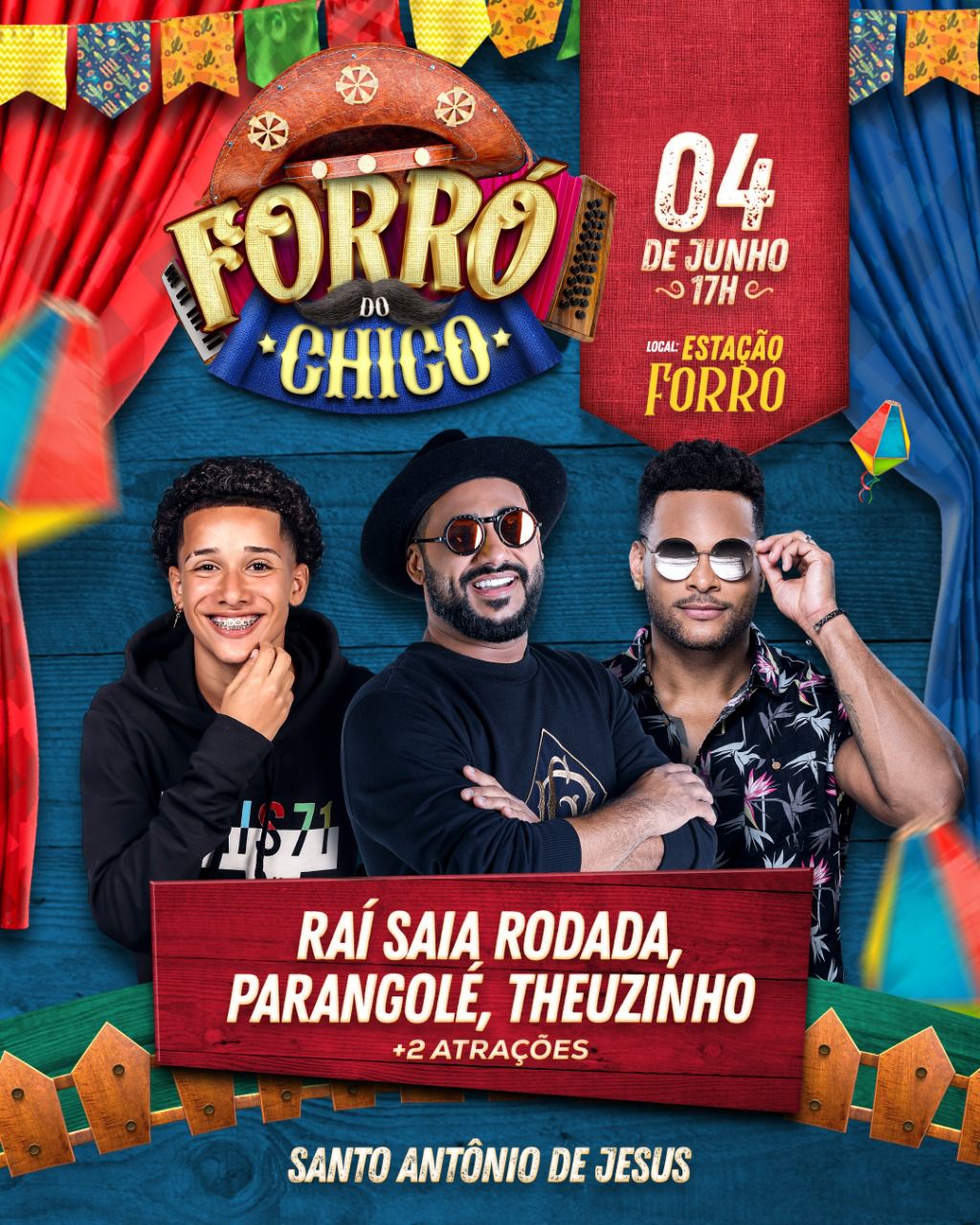 Raí Saia Rosada, Parangolé, Theuzinho e mais 2 atrações vão garantir a diversão no Forró do Chico em SAJ