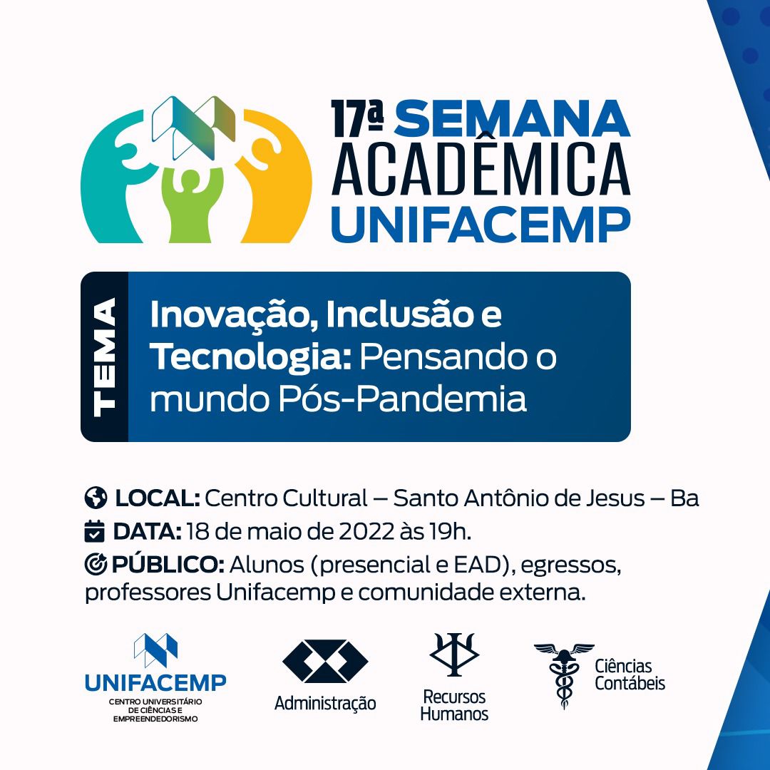 17ª semana acadêmica UNIFACEMP será realizado no Centro Cultural de SAJ, no dia 18 de maio; confira programação