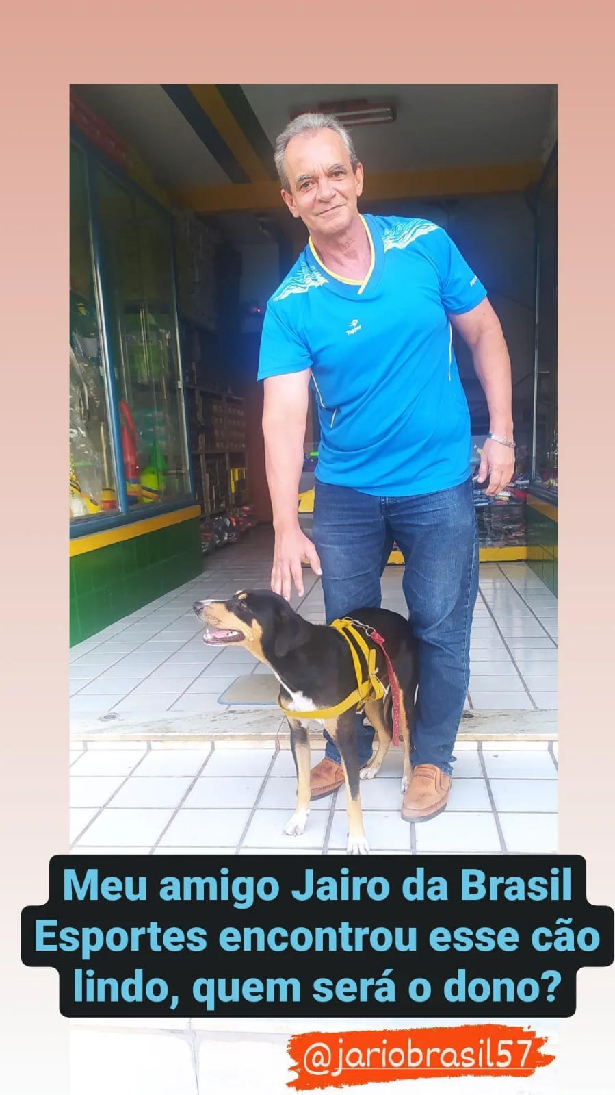 Jairo do Brasil Esportes procura por tutor de cachorro encontrado no centro de SAJ