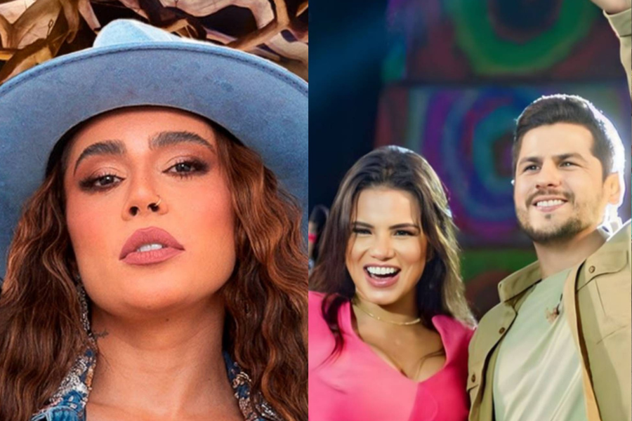 Foto dos artistas Luana Prado e dos integrantes da banda magníficos