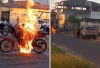 Homem ateia fogo na própria moto após abordagem em blitz em Feira de Santana