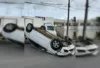 Carro roubado capota durante fuga na região do Clube dos Cem, em Santo Antônio de Jesus