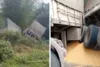 Carreta bitrem carregada de milho tomba e interdita BA-539, no entroncamento de São Miguel das Matas