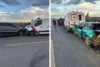 Motorista perde controle de caminhonete por causa de fumaça, bate em ambulância e causa engavetamento na BA-250, em Jaguaquara
